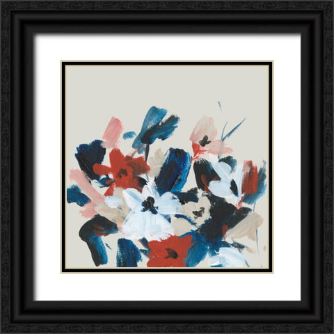 Indigo and Crimson Blooms I Black Ornate Wood Framed Art Print with Double Matting by Wang, Melissa
