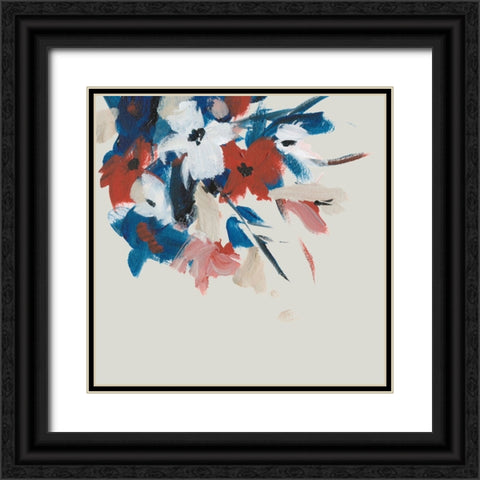 Indigo and Crimson Blooms II Black Ornate Wood Framed Art Print with Double Matting by Wang, Melissa