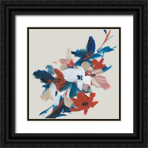 Indigo and Crimson Blooms III Black Ornate Wood Framed Art Print with Double Matting by Wang, Melissa