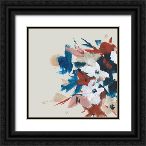 Indigo and Crimson Blooms VI Black Ornate Wood Framed Art Print with Double Matting by Wang, Melissa