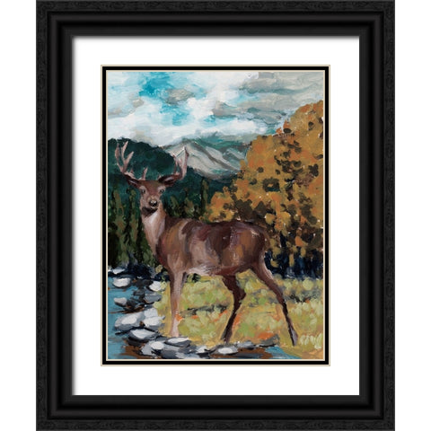 Stag in the Wild I Black Ornate Wood Framed Art Print with Double Matting by Wang, Melissa