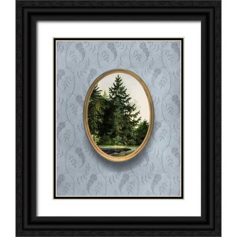 Woodland Fir Cameo I Black Ornate Wood Framed Art Print with Double Matting by Vision Studio