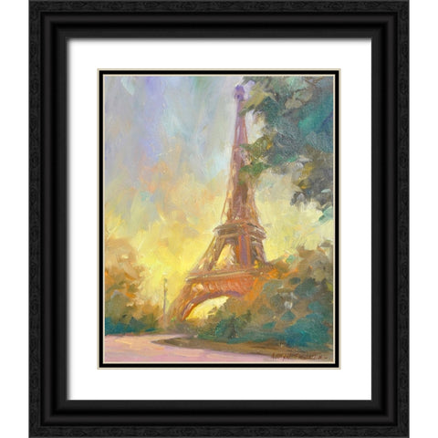 Eiffile Black Ornate Wood Framed Art Print with Double Matting by Stevens, Allayn