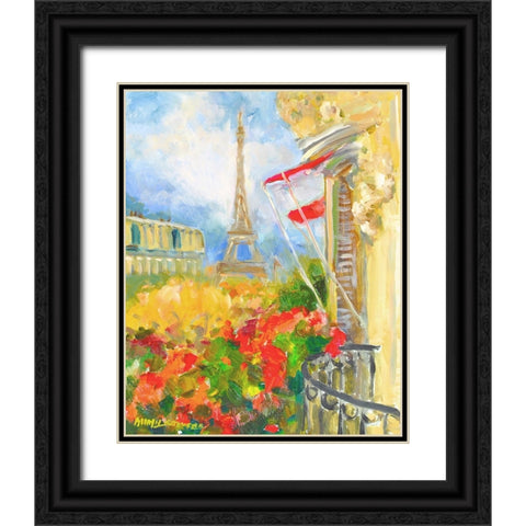 Tower Balcony Black Ornate Wood Framed Art Print with Double Matting by Stevens, Allayn