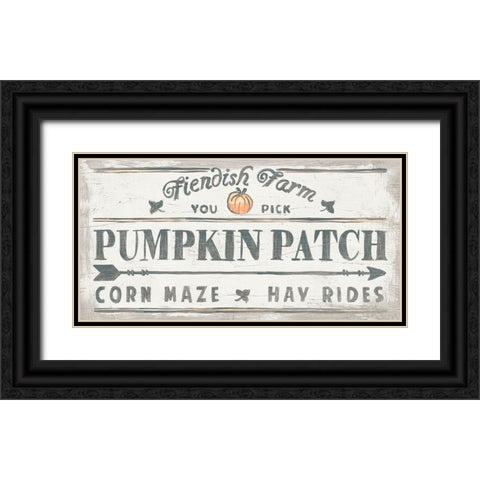 Pumpkin Picking Signs II Black Ornate Wood Framed Art Print with Double Matting by Vess, June Erica