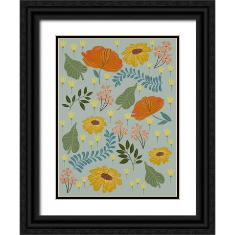 Pick A Daisy I Black Ornate Wood Framed Art Print with Double Matting by Moore, Regina