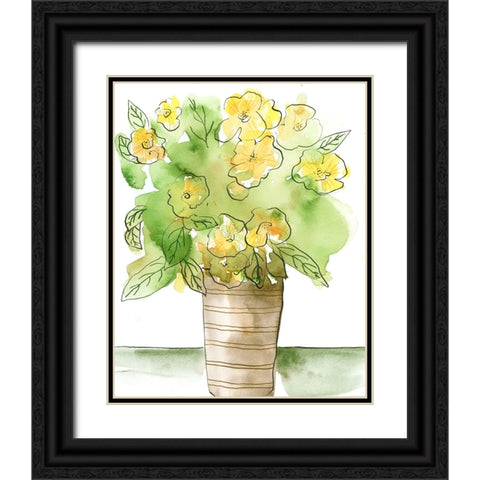 Yellow Bouquet II Black Ornate Wood Framed Art Print with Double Matting by Moore, Regina