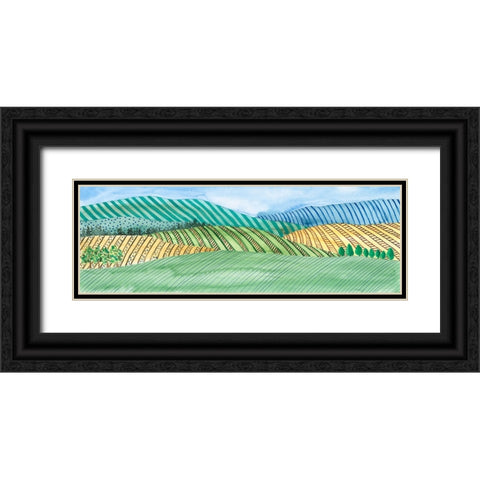 Striped Landscape I Black Ornate Wood Framed Art Print with Double Matting by Moore, Regina
