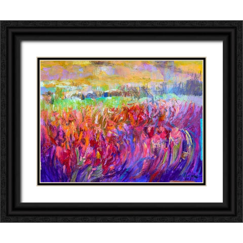 Iris Essence Black Ornate Wood Framed Art Print with Double Matting by Fagan, Dorothy