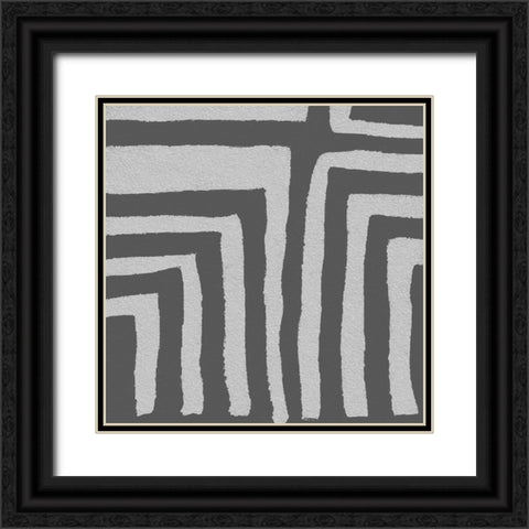 Square Decorative Batik  III Black Ornate Wood Framed Art Print with Double Matting by Saunders, Alonzo