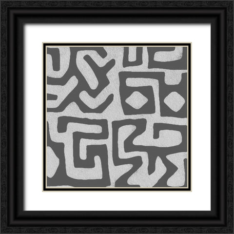 Square Decorative Batik  VI Black Ornate Wood Framed Art Print with Double Matting by Saunders, Alonzo