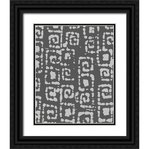 Vertical  Decorative Batik  V Black Ornate Wood Framed Art Print with Double Matting by Saunders, Alonzo