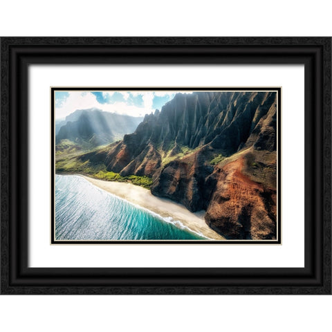 Na Pali Light I Black Ornate Wood Framed Art Print with Double Matting by Head, Danny