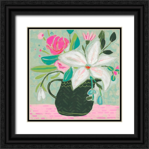 Cottage Petals II Black Ornate Wood Framed Art Print with Double Matting by Vess, June Erica