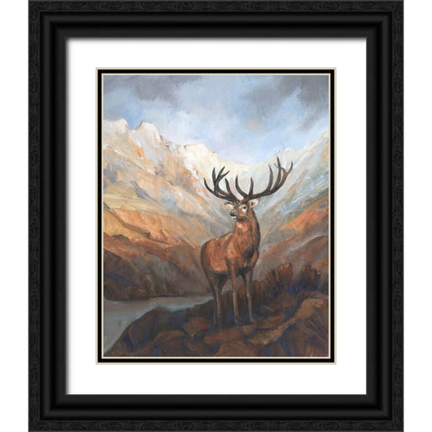 Great Stag in Mountains I Black Ornate Wood Framed Art Print with Double Matting by OToole, Tim