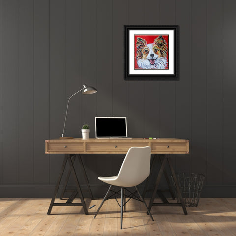 Happy Papillon Black Ornate Wood Framed Art Print with Double Matting by Vitaletti, Carolee