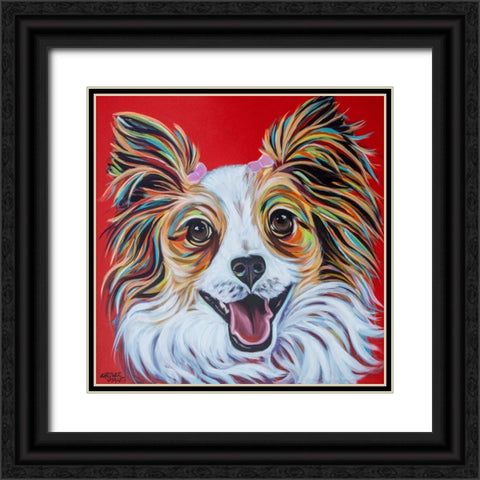 Happy Papillon Black Ornate Wood Framed Art Print with Double Matting by Vitaletti, Carolee