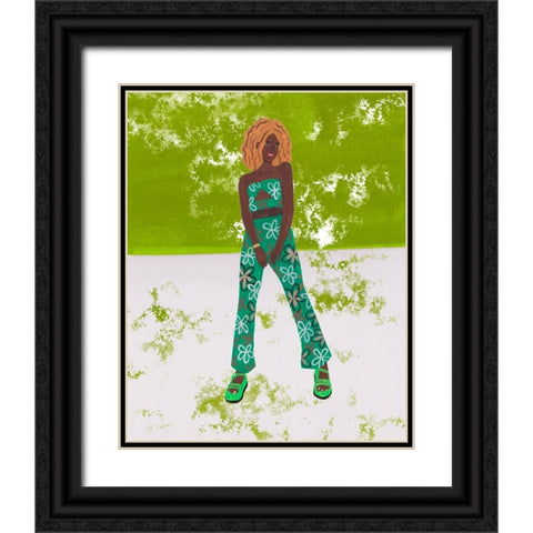 Neon Woman II Black Ornate Wood Framed Art Print with Double Matting by Wang, Melissa