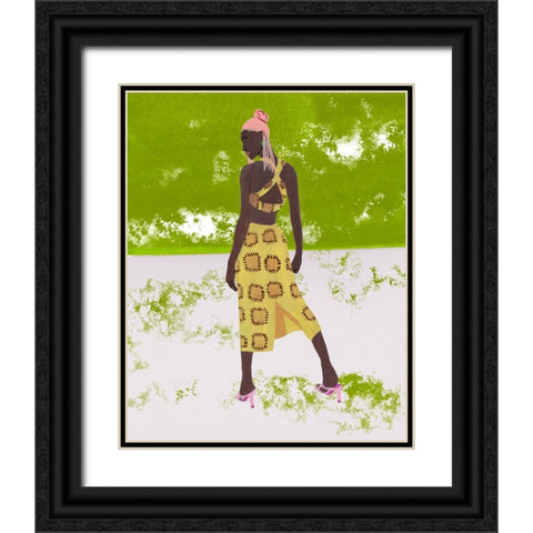 Neon Woman III Black Ornate Wood Framed Art Print with Double Matting by Wang, Melissa