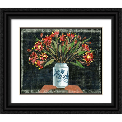 Night Flowers I Black Ornate Wood Framed Art Print with Double Matting by Wang, Melissa