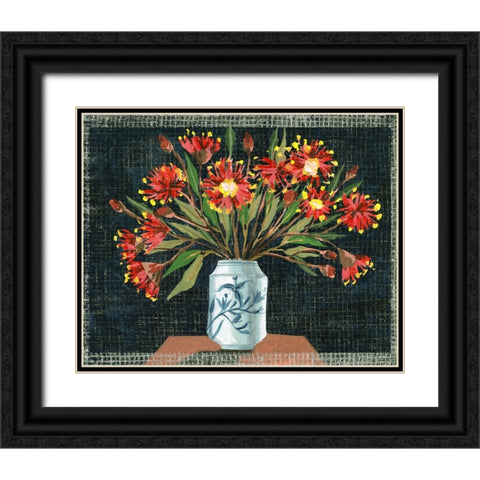 Night Flowers II Black Ornate Wood Framed Art Print with Double Matting by Wang, Melissa