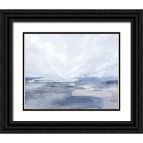 Periwinkle Seas I Black Ornate Wood Framed Art Print with Double Matting by Barnes, Victoria