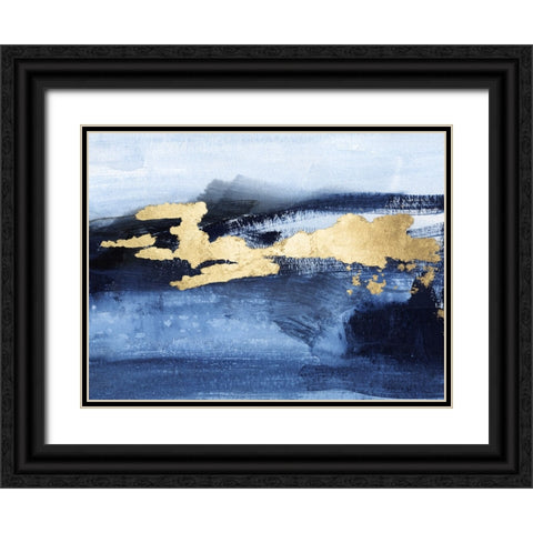 Gilded Indigo Sea I Black Ornate Wood Framed Art Print with Double Matting by Barnes, Victoria