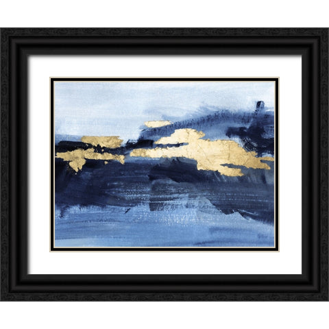 Gilded Indigo Sea II Black Ornate Wood Framed Art Print with Double Matting by Barnes, Victoria