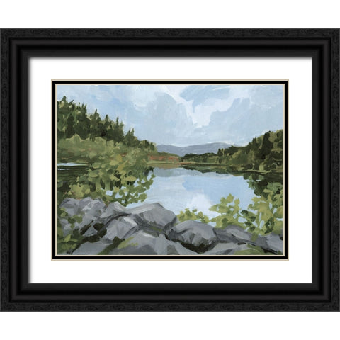 Lake Overlook I Black Ornate Wood Framed Art Print with Double Matting by Barnes, Victoria