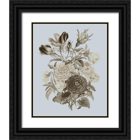 Antique Floral Spray I Black Ornate Wood Framed Art Print with Double Matting by Vision Studio