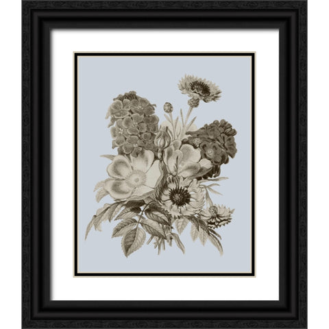 Antique Floral Spray II Black Ornate Wood Framed Art Print with Double Matting by Vision Studio