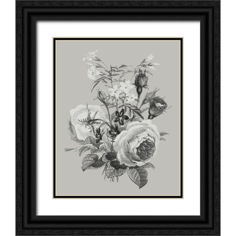 Antique Floral Spray III Black Ornate Wood Framed Art Print with Double Matting by Vision Studio