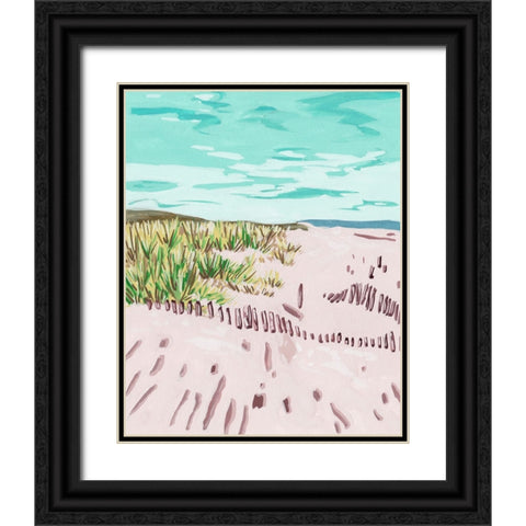 Beach Fence II Black Ornate Wood Framed Art Print with Double Matting by Wang, Melissa