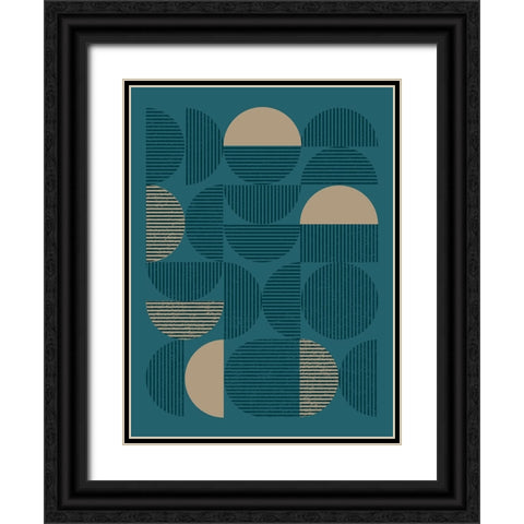 Teal Sand Geo I Black Ornate Wood Framed Art Print with Double Matting by Vision Studio