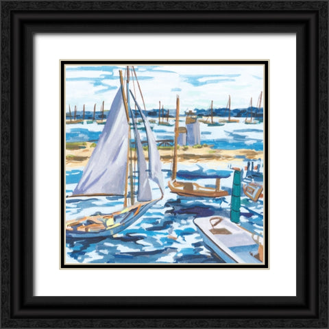 Blue Bay I Black Ornate Wood Framed Art Print with Double Matting by Wang, Melissa