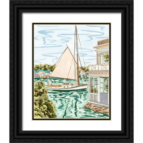 Summer Sails III Black Ornate Wood Framed Art Print with Double Matting by Wang, Melissa