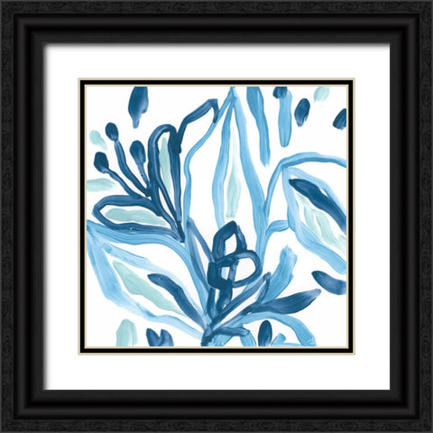 Blue Tropical Sketch I Black Ornate Wood Framed Art Print with Double Matting by Vess, June Erica
