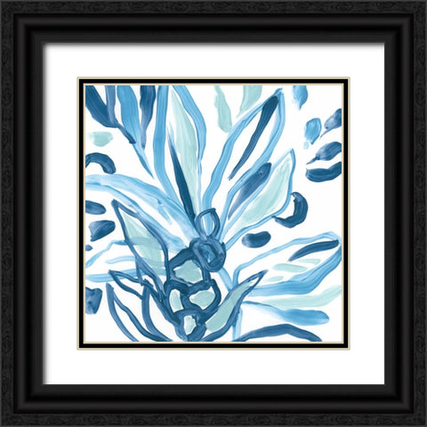 Blue Tropical Sketch III Black Ornate Wood Framed Art Print with Double Matting by Vess, June Erica