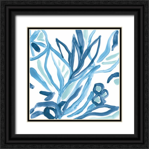 Blue Tropical Sketch IV Black Ornate Wood Framed Art Print with Double Matting by Vess, June Erica