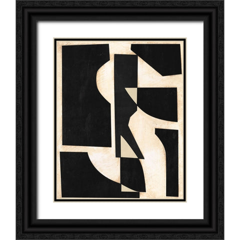 Onyx Cutout Shapes II Black Ornate Wood Framed Art Print with Double Matting by Moore, Regina