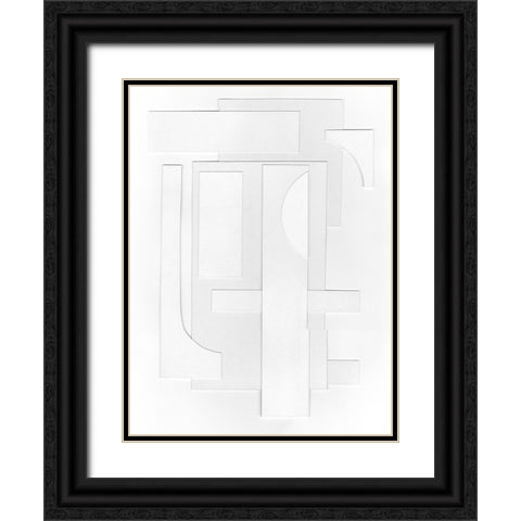 White Geometric I Black Ornate Wood Framed Art Print with Double Matting by Willett, Michael