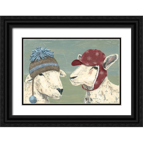 Sheep Xmas II Black Ornate Wood Framed Art Print with Double Matting by Reynolds, Jade