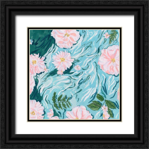 Floating Flowers II Black Ornate Wood Framed Art Print with Double Matting by Wang, Melissa