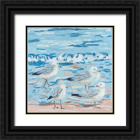 Seagull Birds I Black Ornate Wood Framed Art Print with Double Matting by Wang, Melissa