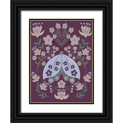 Folk Art Fun III Black Ornate Wood Framed Art Print with Double Matting by Moore, Regina