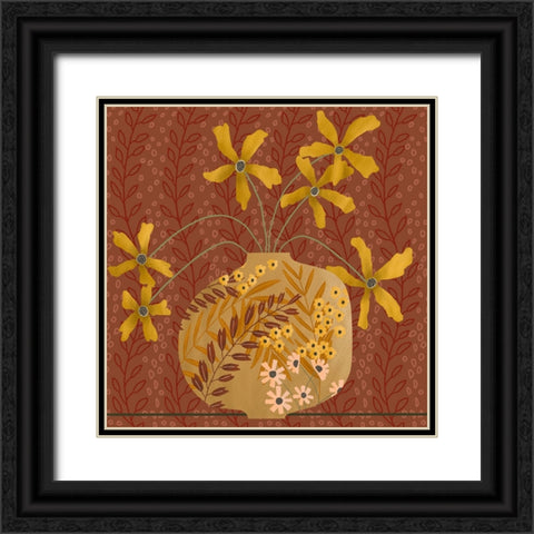 Autumn Flower Vase II Black Ornate Wood Framed Art Print with Double Matting by Moore, Regina