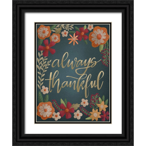Autumn Flowers Thankful II Black Ornate Wood Framed Art Print with Double Matting by Moore, Regina