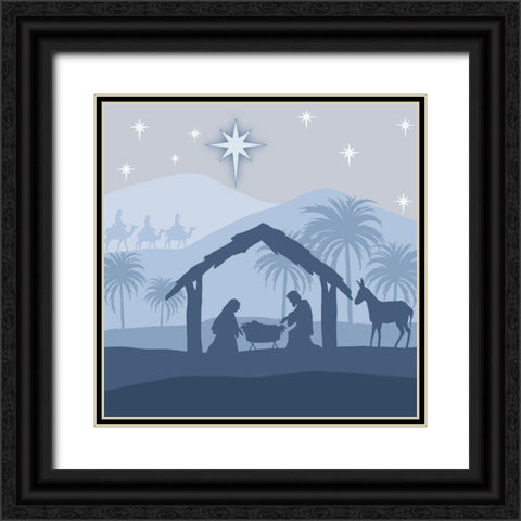 Blue Nativity II Black Ornate Wood Framed Art Print with Double Matting by Moore, Regina