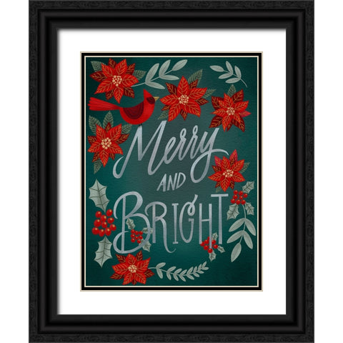 Red Flowers Christmas I Black Ornate Wood Framed Art Print with Double Matting by Moore, Regina