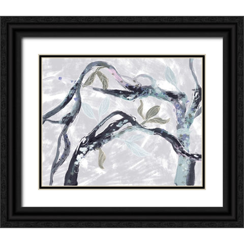 Snowy Branches I Black Ornate Wood Framed Art Print with Double Matting by Wang, Melissa